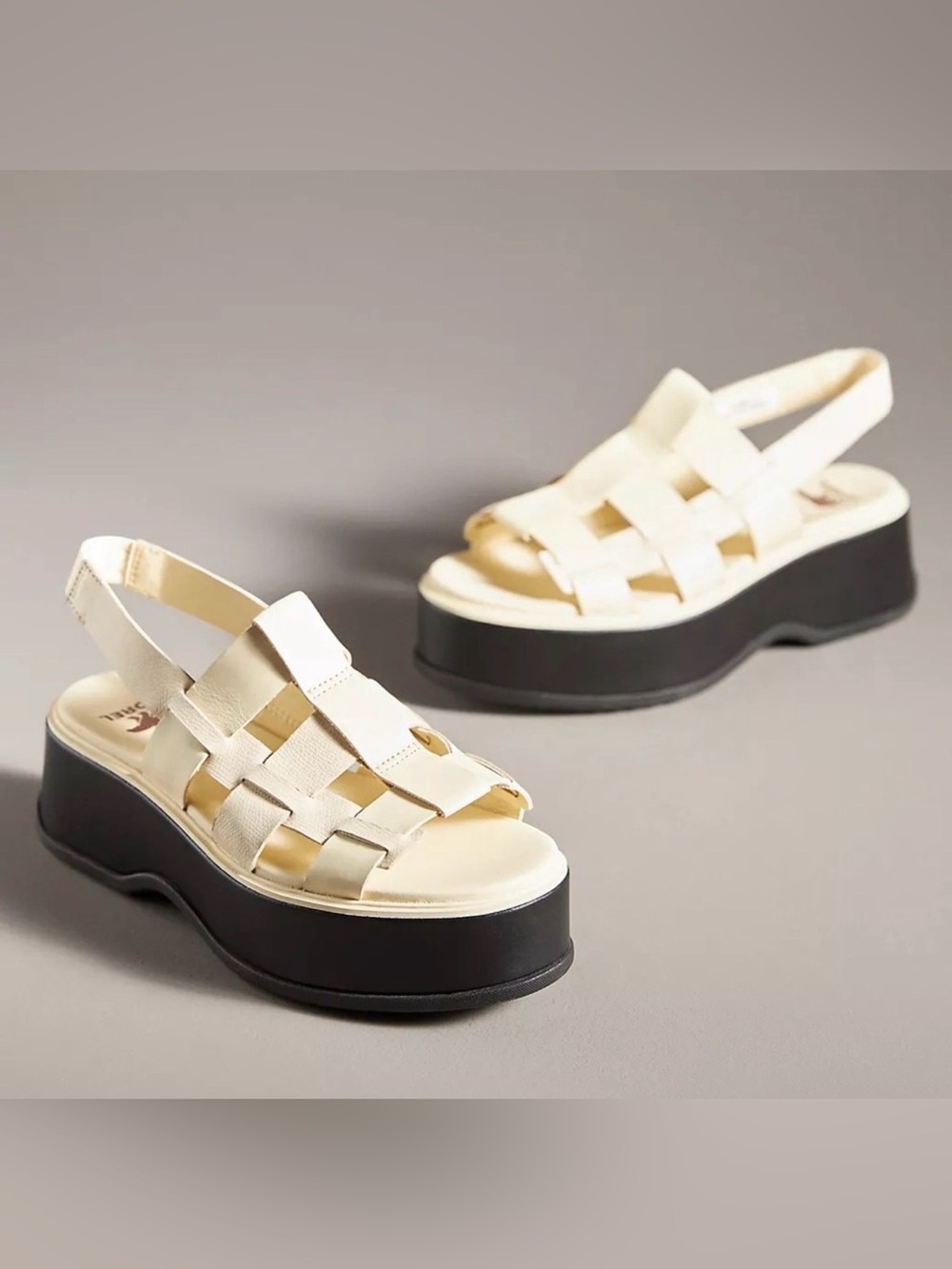 Sorel Fisherman Slip On Leather Platform Women's Sandals Beige US9.5 EU40.5